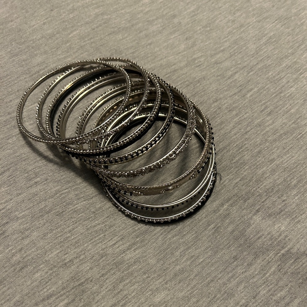 Elegant Silver Bangle Set